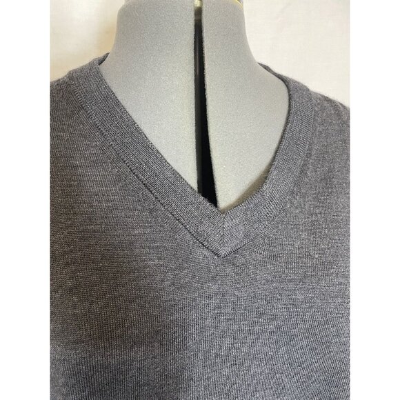 Nordstrom Xl Extra Fine Merino Wool V-Neck Sweater Gray - Picture 2 of 12